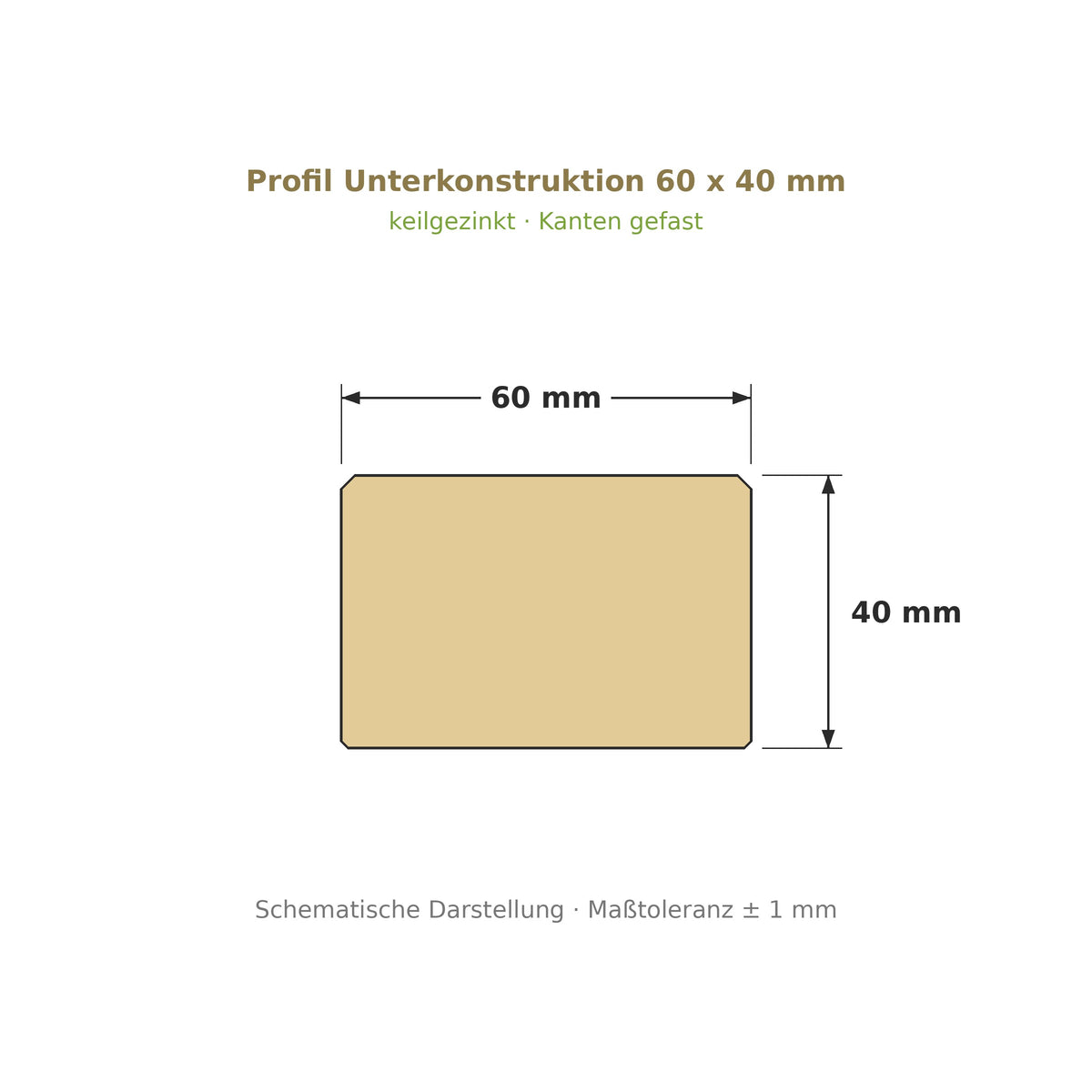 Profilzeichnung Unterkonstruktion Robinie ECO SELECT 60 x 40 mm, keilgezinkt