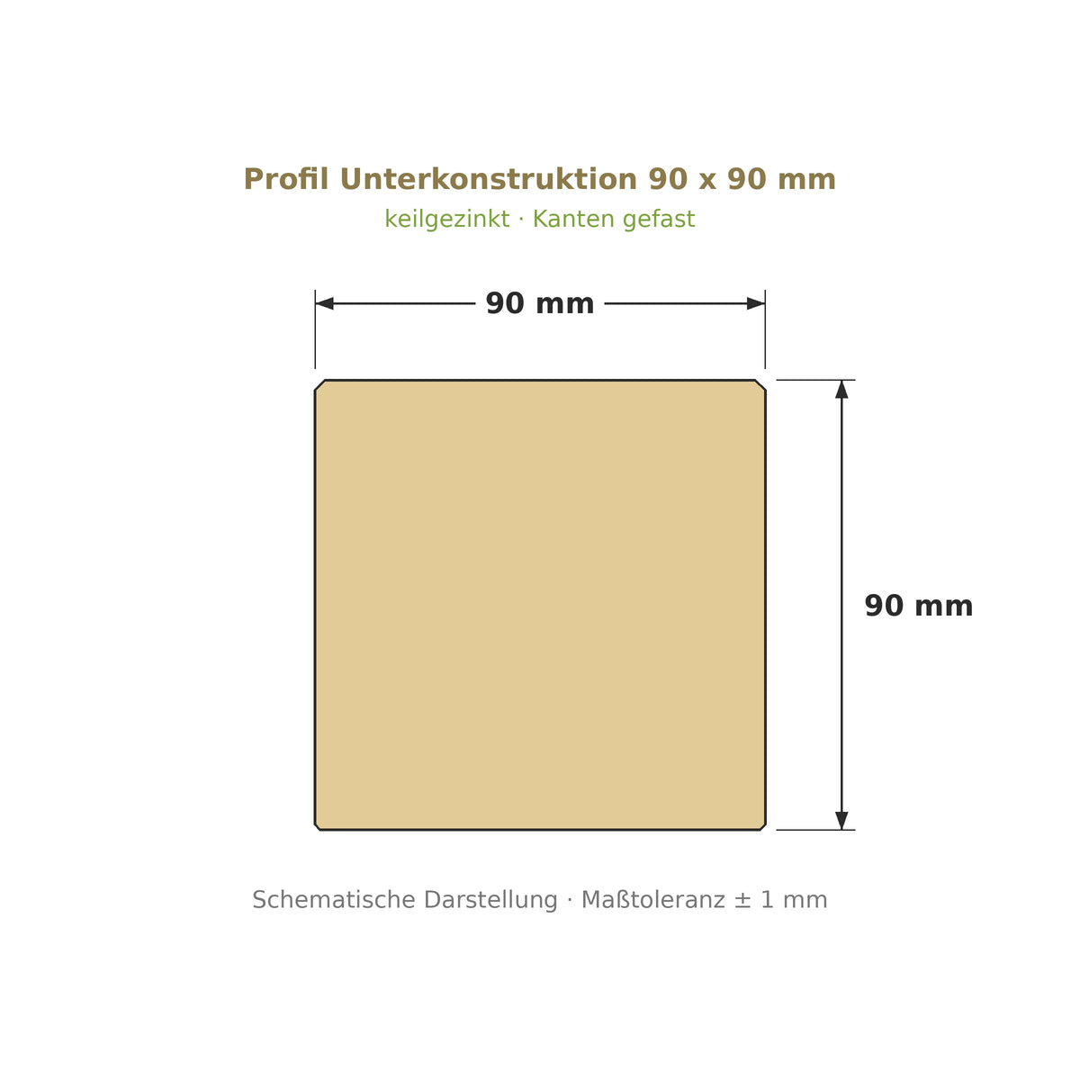 Profilzeichnung Unterkonstruktion Robinie ECO SELECT 90 x 90 mm, keilgezinkt