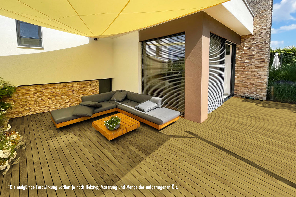 RIBOL Holzschutz-Öl Farbe: "SCHIEFERGRAU" für Harthölzer (z.B. Robinie, Eiche, Teak u.v.m.), Nr. 569-748-075, 0,75 Liter (für max. 17qm)