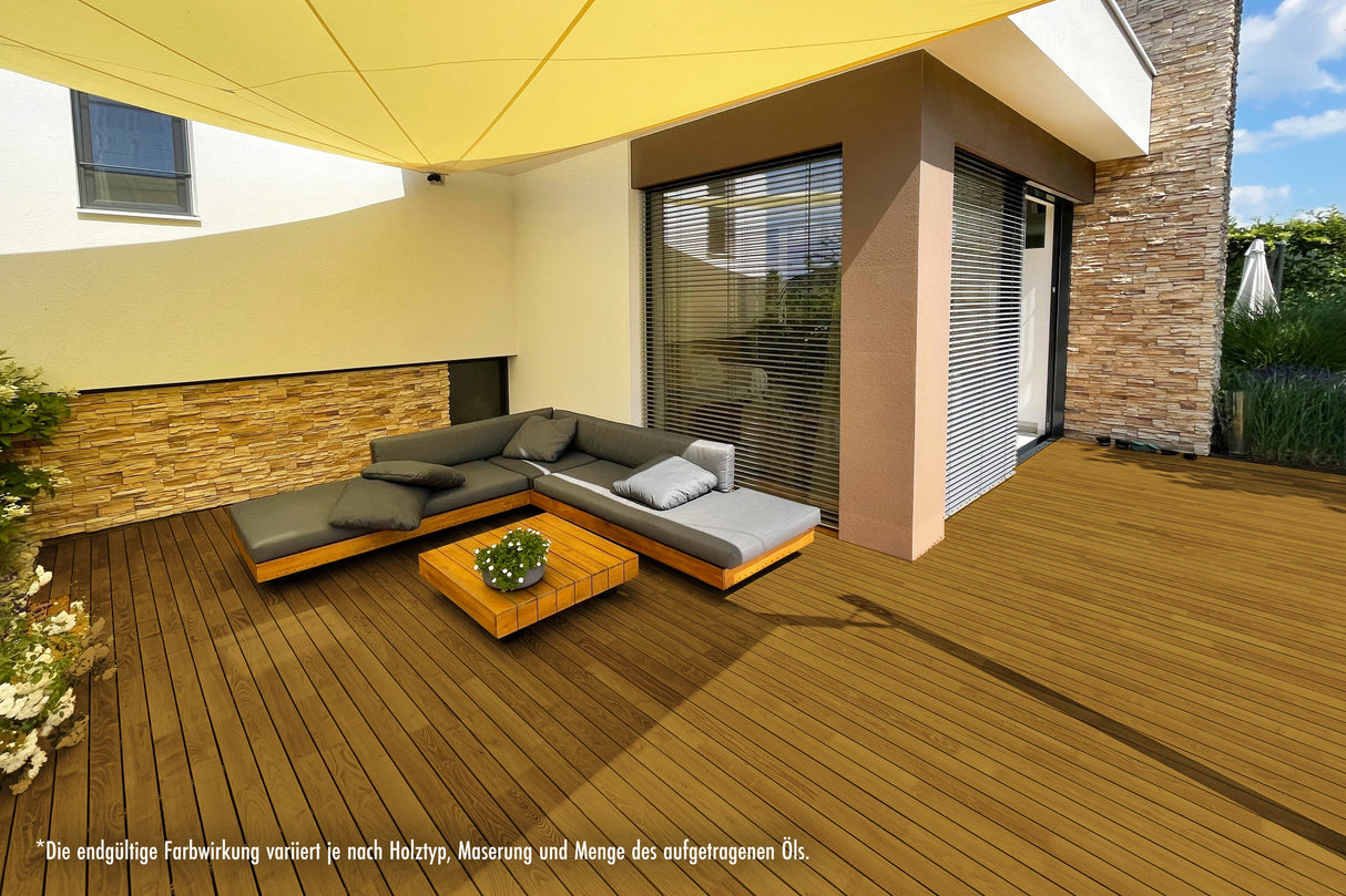 RIBOL Holzschutz-Öl Farbe: "TABAK" für Harthölzer (z.B. Robinie, Eiche, Teak u.v.m.), Nr. 569-069-075, 0,75 Liter (für max. 17qm)