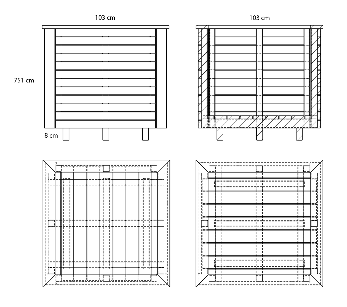 RobiCUBE 100-100 - Pflanzkübel & Hochbeet 100 x 100 cm - Selbstbausatz