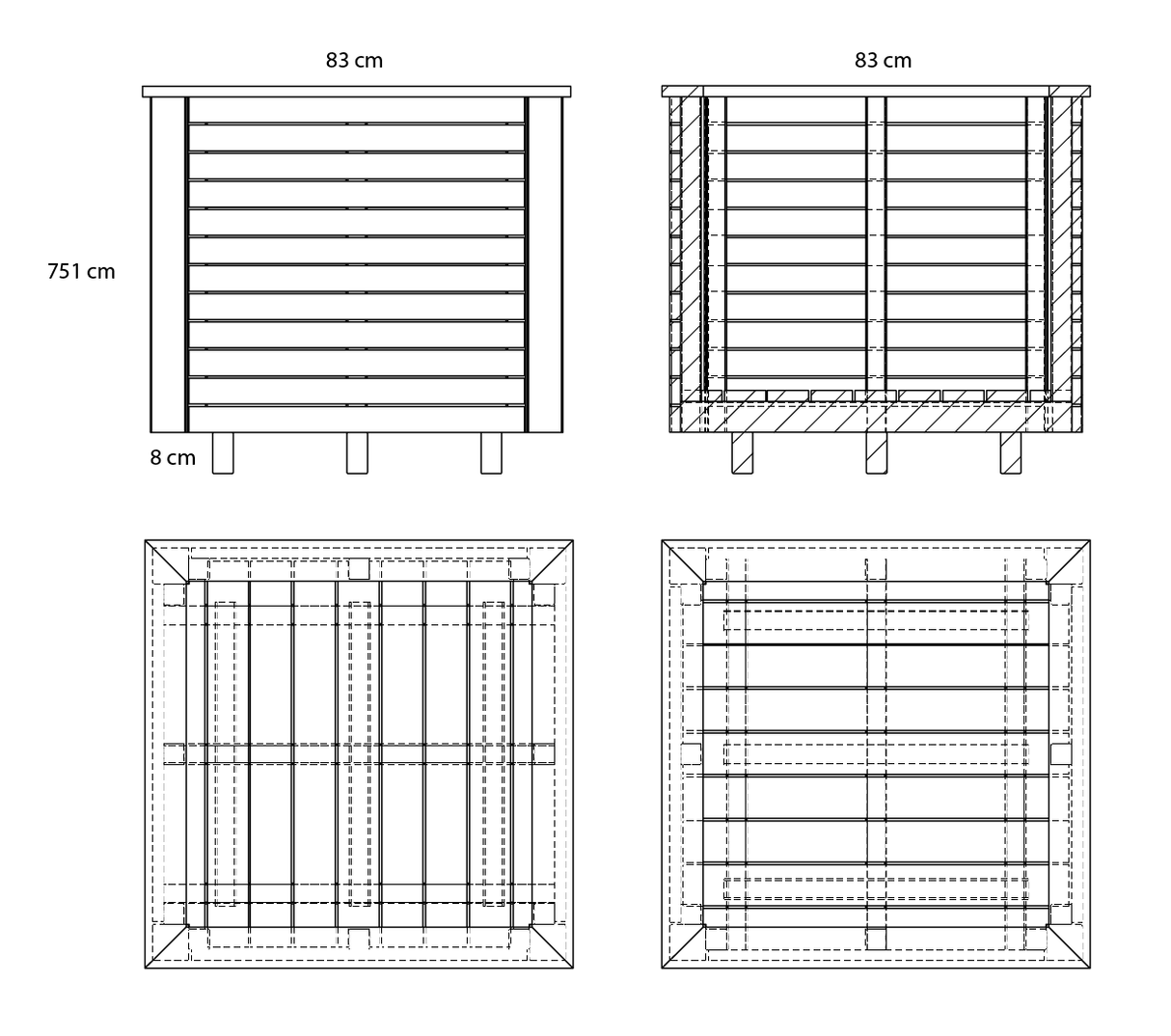 RobiCUBE 80-80 - Pflanzkübel & Hochbeet 80 x 80 cm - vormontiert