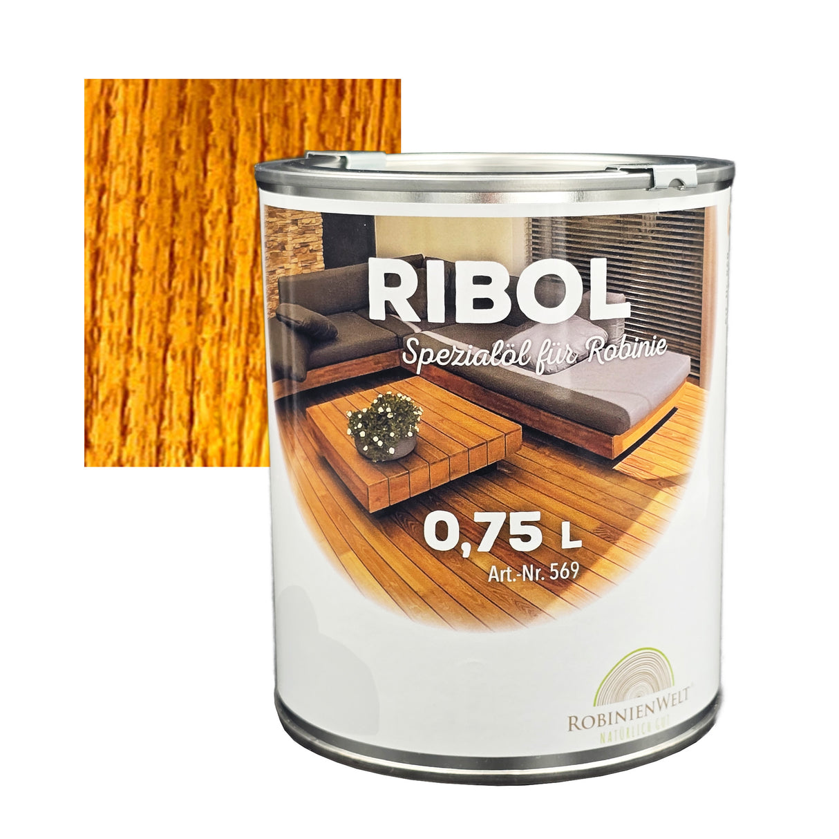 RIBOL Holzschutz-Öl Farbe: "BRASIL" für Harthölzer (z.B. Robinie, Eiche, Teak u.v.m.), Nr. 569-052-250, 2,5 Liter (für max. 55qm)