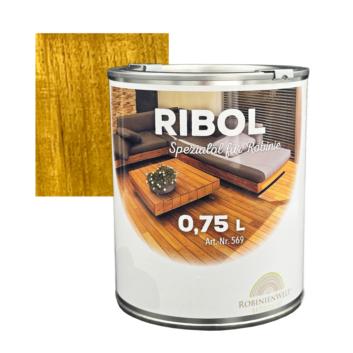 RIBOL Holzschutz-Öl Farbe: "BUCHSBAUM" für Harthölzer (z.B. Robinie, Eiche, Teak u.v.m.), Nr. 569-022-250, 2,5 Liter (für max. 55qm)