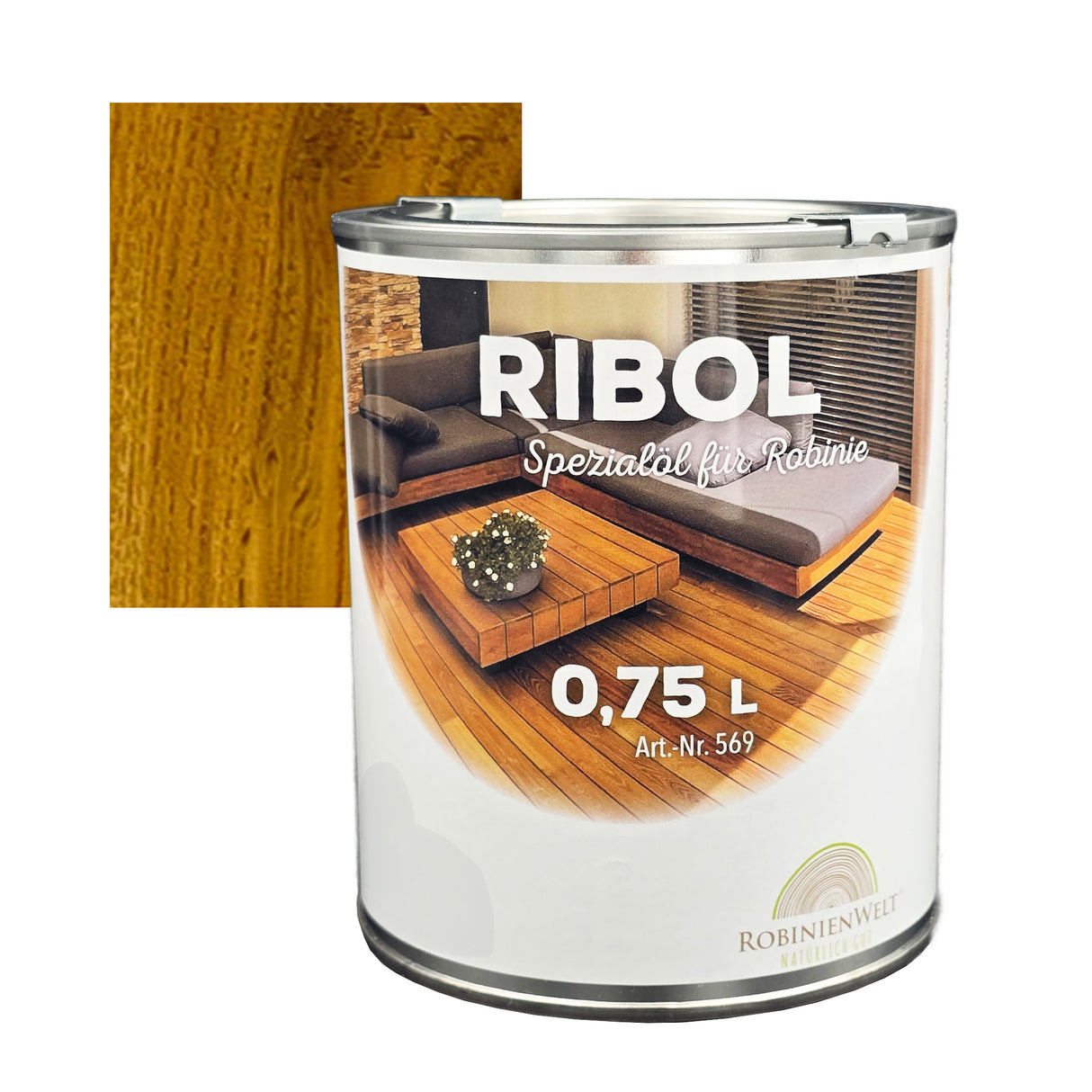 RIBOL Holzschutz-Öl Farbe: "TEAK HELL" für Harthölzer (z.B. Robinie, Eiche, Teak u.v.m.), Nr. 569-068-250, 2,5 Liter (für max. 55qm)