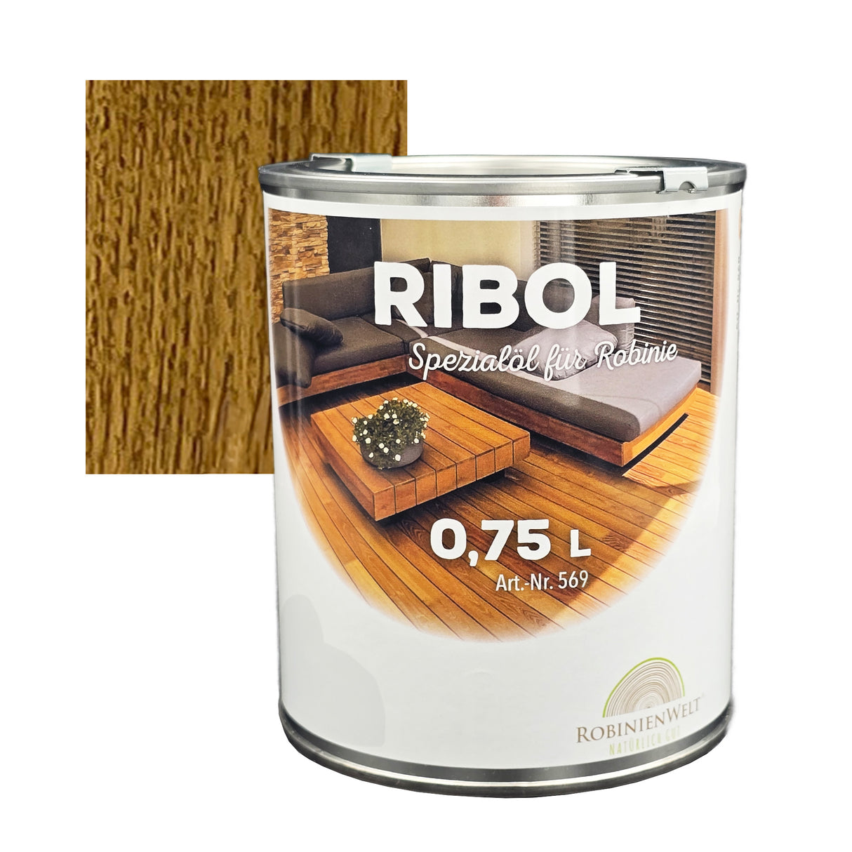 RIBOL Holzschutz-Öl Farbe: "TABAK" für Harthölzer (z.B. Robinie, Eiche, Teak u.v.m.), Nr. 569-069-075, 0,75 Liter (für max. 17qm)
