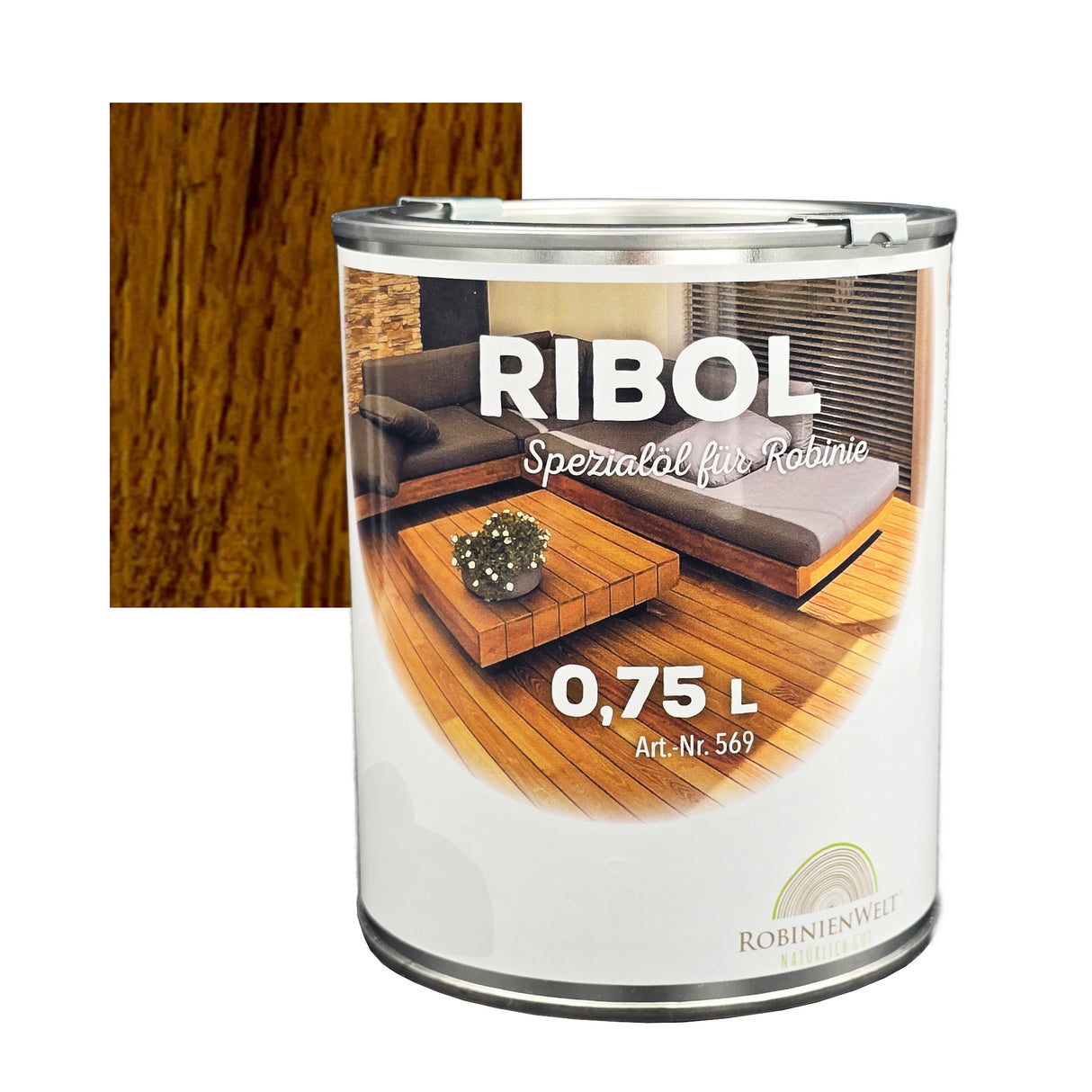 RIBOL Holzschutz-Öl Farbe: "BONGOSSI" für Harthölzer (z.B. Robinie, Eiche, Teak u.v.m.), Nr. 569-439-075, 0,75 Liter (für max. 17qm)