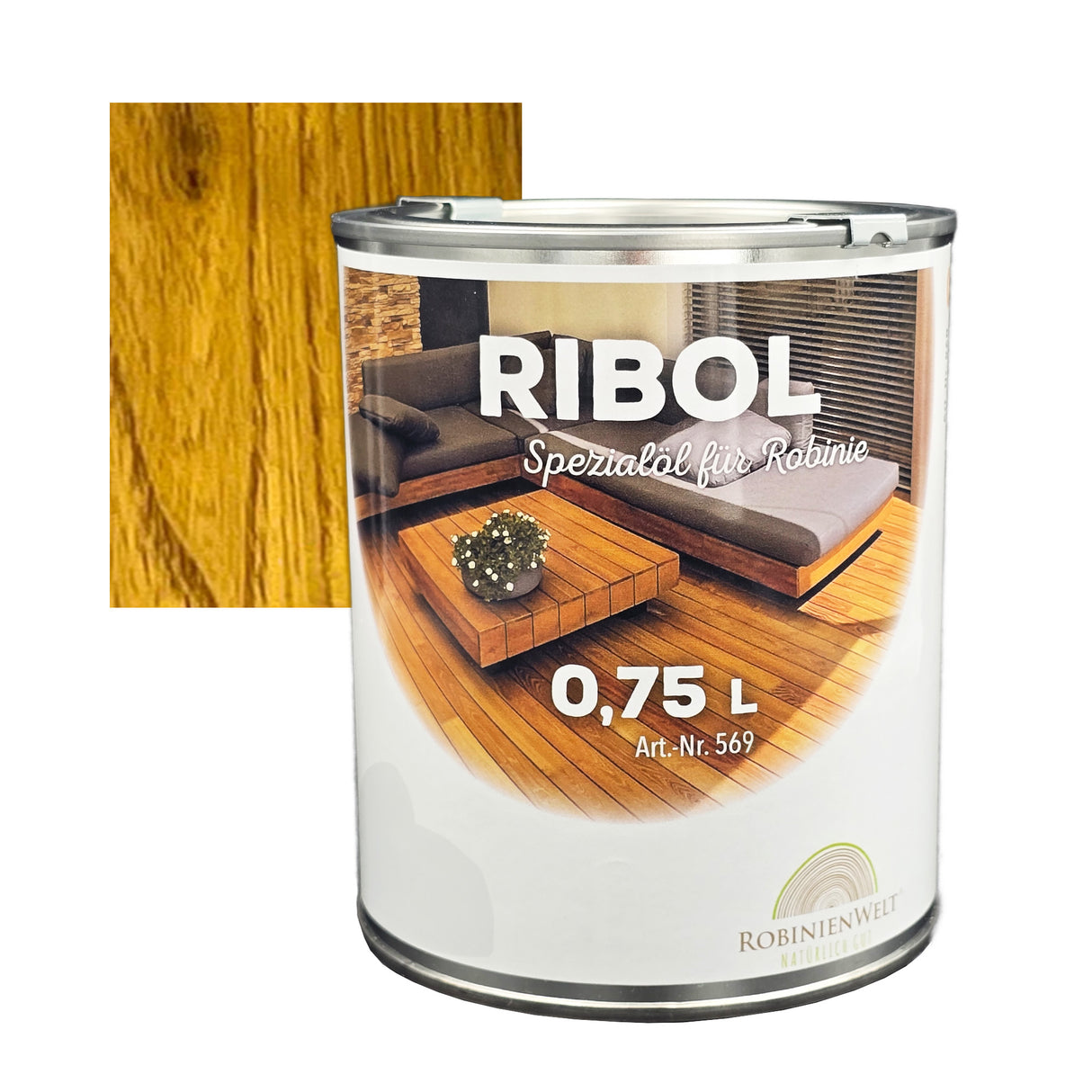 RIBOL Holzschutz-Öl Farbe: "EICHE" für Harthölzer (z.B. Robinie, Eiche, Teak u.v.m.), Nr. 569-072-075, 0,75 Liter (für max. 17qm)