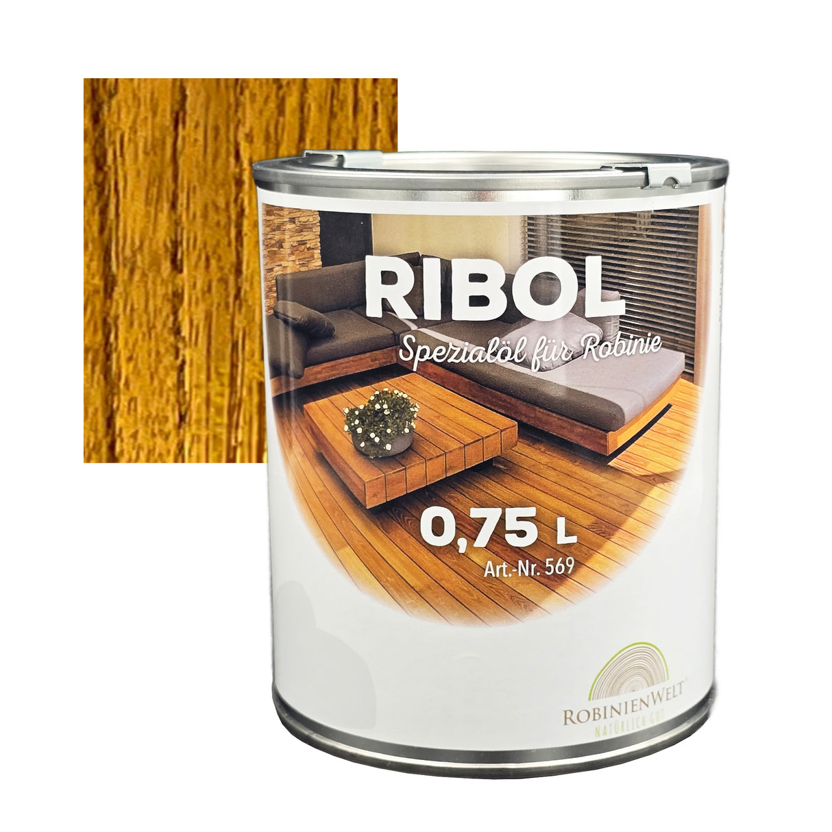 RIBOL Holzschutz-Öl Farbe: "KASTANIE" für Harthölzer (z.B. Robinie, Eiche, Teak u.v.m.), Nr. 569-048-075, 0,75 Liter (für max. 17qm)