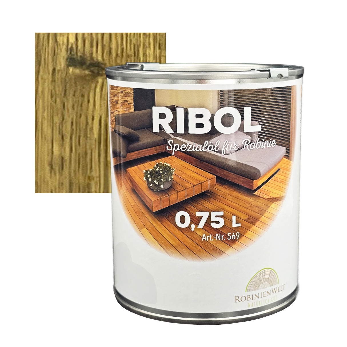 RIBOL Holzschutz-Öl Farbe: "SCHIEFERGRAU" für Harthölzer (z.B. Robinie, Eiche, Teak u.v.m.), Nr. 569-748-075, 0,75 Liter (für max. 17qm)