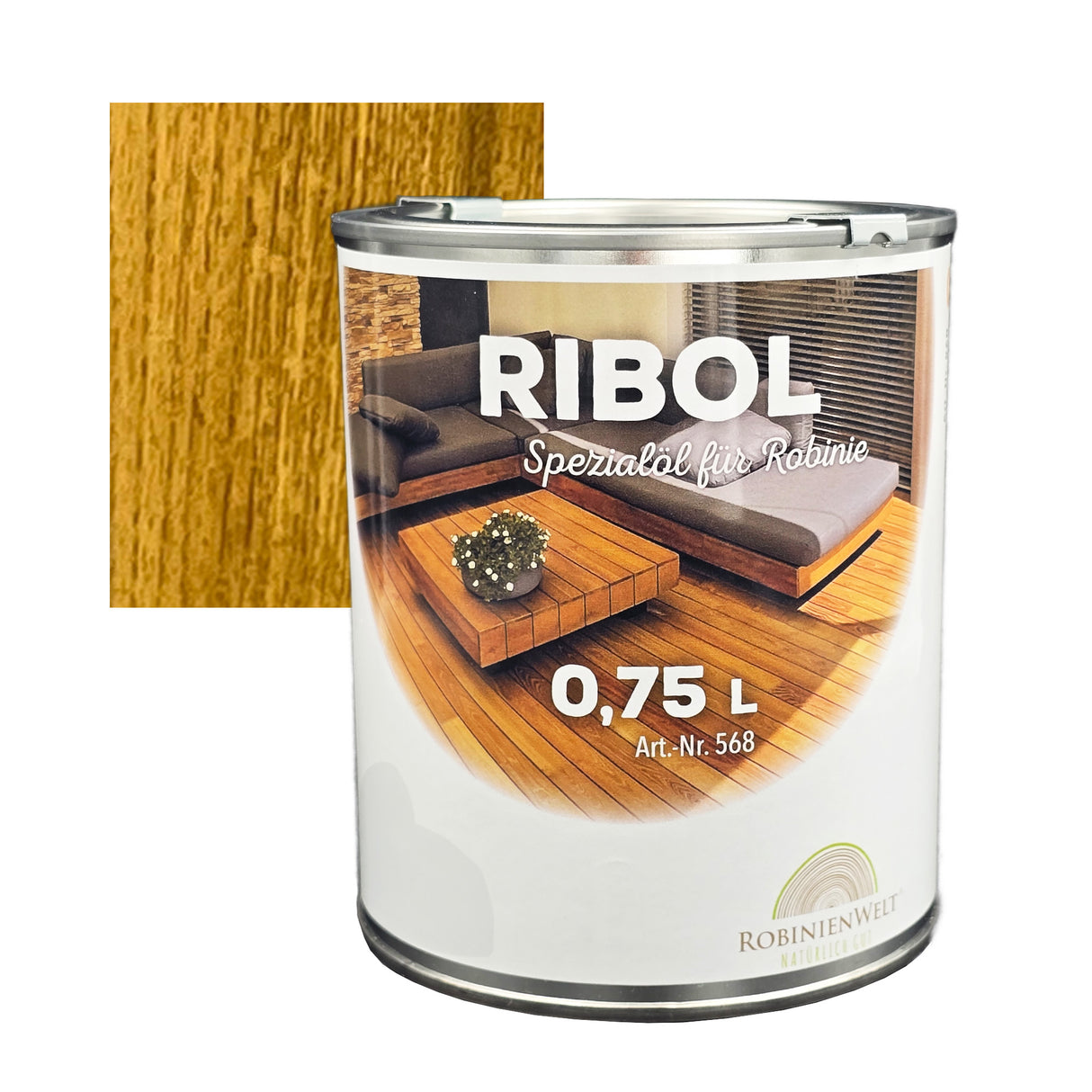RIBOL Holzschutz-Öl Farbe: "ROBINIE" für Harthölzer (z.B. Robinie, Eiche, Teak u.v.m.), Nr. 568-075, 0,75 Liter (für max. 17qm)