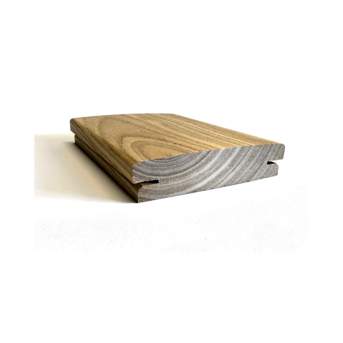 Terrassendiele Robinie ECO SELECT 100 x 23 mm, genutet, keilgezinkt, bombiert – Profilansicht