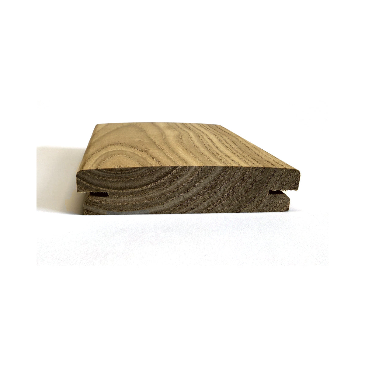 Terrassendiele Robinie ECO SELECT 100 x 23 mm, genutet, keilgezinkt, bombiert – Stirnseite