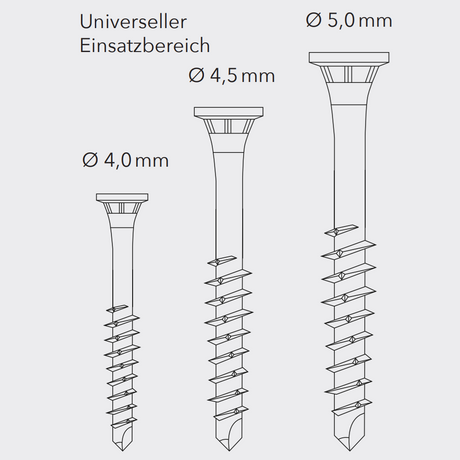 Edelstahl-Bohrschrauben (4,0 x 35 mm) – gehärtet, TX-Antrieb, 3-Zonen-Senkkopf, für Holzverbindungen, 500 Stück
