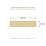 Profilzeichnung Terrassendiele 100 x 21 mm, glattkant, Längskanten gerundet