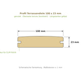 Profilzeichnung Terrassendiele 100 x 23 mm, genutet, bombiert, Längskanten gefast