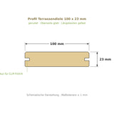 Profilzeichnung Terrassendiele 100 x 23 mm, genutet, Längskanten gefast