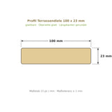 Profilzeichnung Terrassendiele 100 x 23 mm, glattkant, Längskanten gerundet