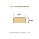 Profilzeichnung Terrassendiele 50 x 23 mm, glattkant, Längskanten gefast