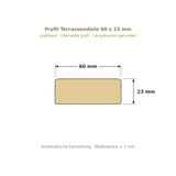 Profilzeichnung Terrassendiele 60 x 23 mm, glattkant, Längskanten gerundet