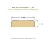 Profilzeichnung Terrassendiele 80 x 23 mm, glattkant, bombiert, Längskanten gefast