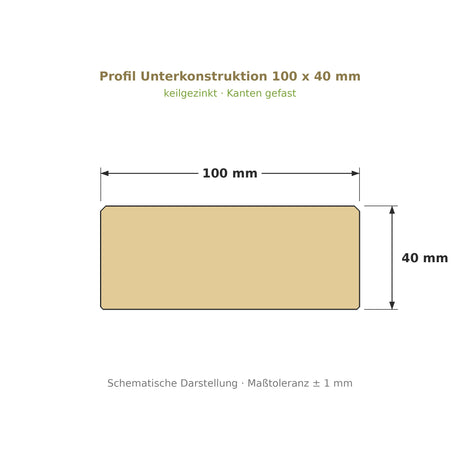 Profilzeichnung Unterkonstruktion Robinie ECO SELECT 100 x 40 mm, keilgezinkt