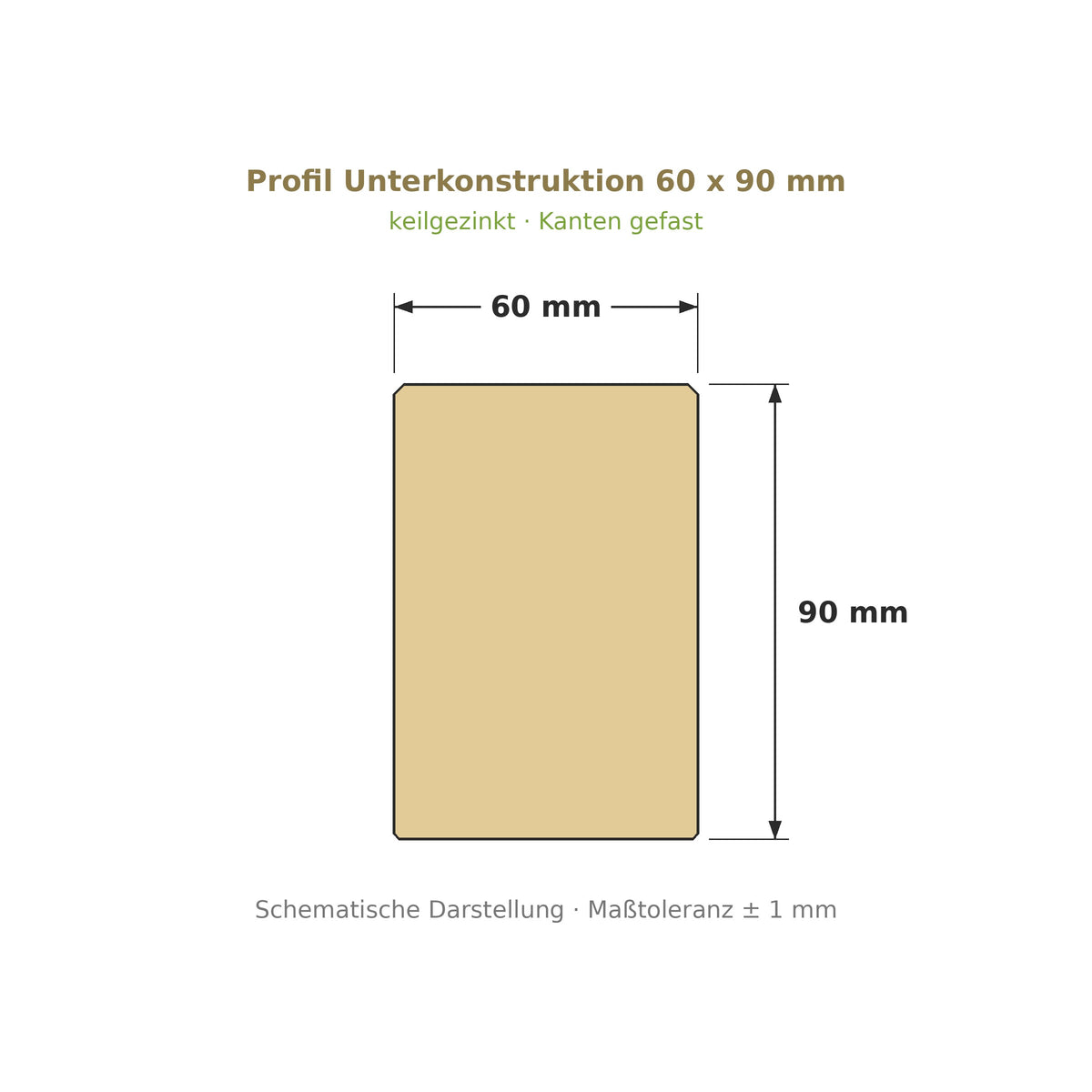 Profilzeichnung Unterkonstruktion Robinie ECO SELECT 60 x 90 mm, keilgezinkt