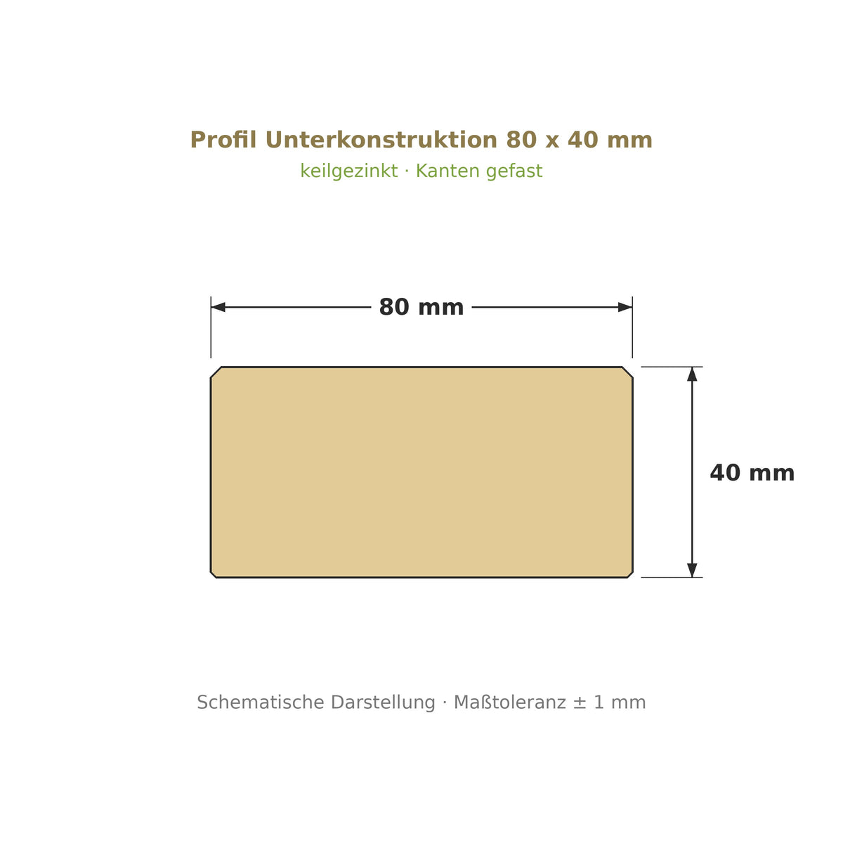 Profilzeichnung Unterkonstruktion Robinie ECO SELECT 80 x 40 mm, keilgezinkt