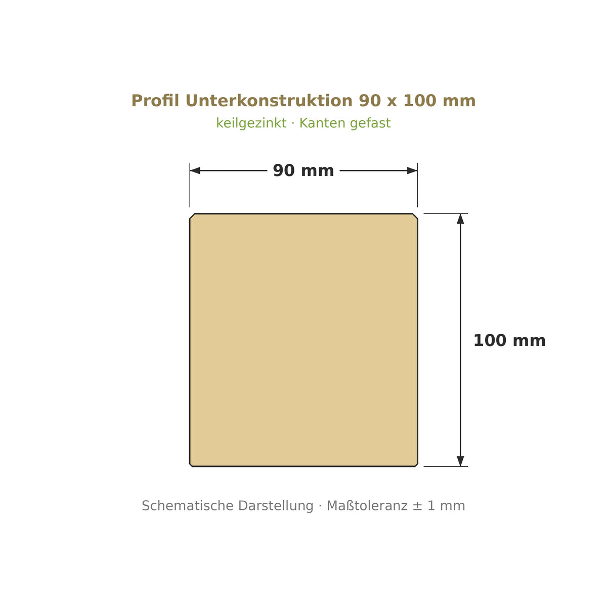 Profilzeichnung Unterkonstruktion Robinie ECO SELECT 90 x 100 mm, keilgezinkt