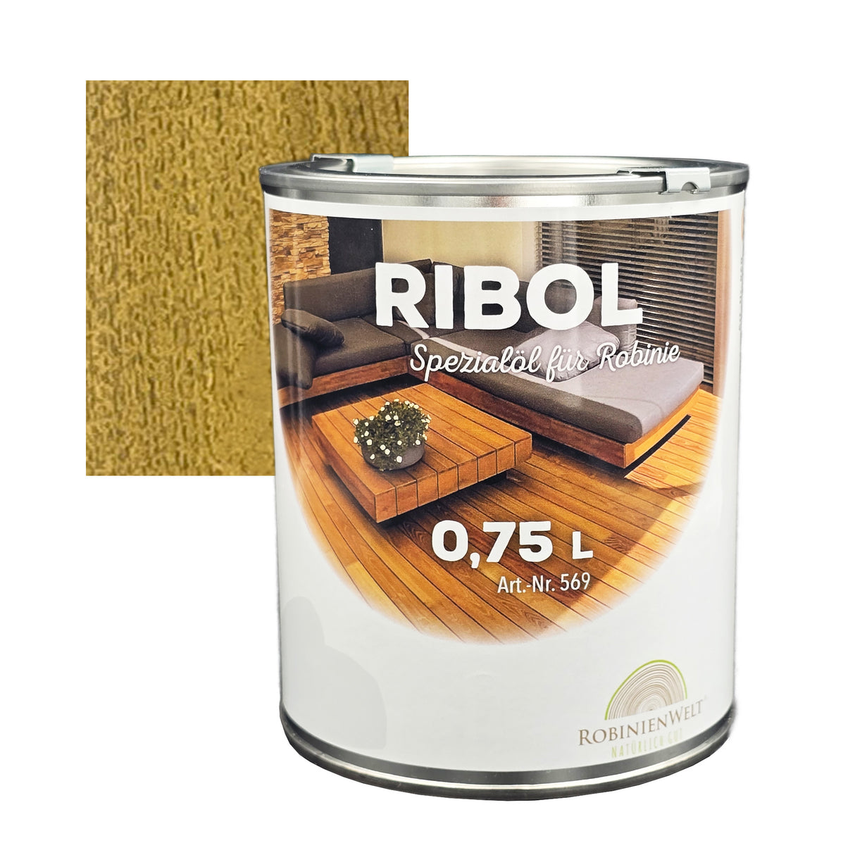 RIBOL Holzschutz-Öl Farbe: "ACHATGRAU" für Harthölzer (z.B. Robinie, Eiche, Teak u.v.m.), Nr. 569-794-250, 2,5 Liter (für max. 55qm)