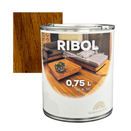 RIBOL Holzschutz-Öl Farbe: "WALNUSS" für Harthölzer (z.B. Robinie, Eiche, Teak u.v.m.), Nr. 569-064-250, 2,5 Liter (für max. 55qm)
