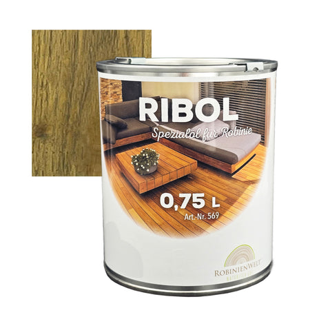 RIBOL Holzschutz-Öl Farbe: "SILBERGRAU" für Harthölzer (z.B. Robinie, Eiche, Teak u.v.m.), Nr. 569-922-075, 0,75 Liter (für max. 17qm)