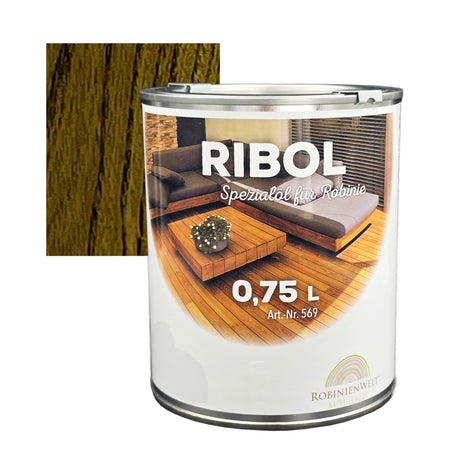 RIBOL Holzschutz-Öl Farbe: "SCHWARZ" für Harthölzer (z.B. Robinie, Eiche, Teak u.v.m.), Nr. 569-101-075, 0,75 Liter (für max. 17qm)