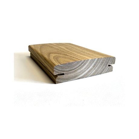 Terrassendiele Robinie BASIC (2. Wahl) 100 x 26 mm, genutet, keilgezinkt, bombiert – Profilansicht