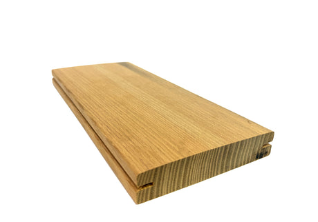 Terrassendiele Robinie PREMIUM SELECT 118 x 23 mm, genutet, keilgezinkt, bombiert – Profilansicht